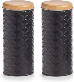 2x Bewaar/voorraad Blikken Koffiepads - Zwart - 18 X 7,5 Cm - 1 Liter