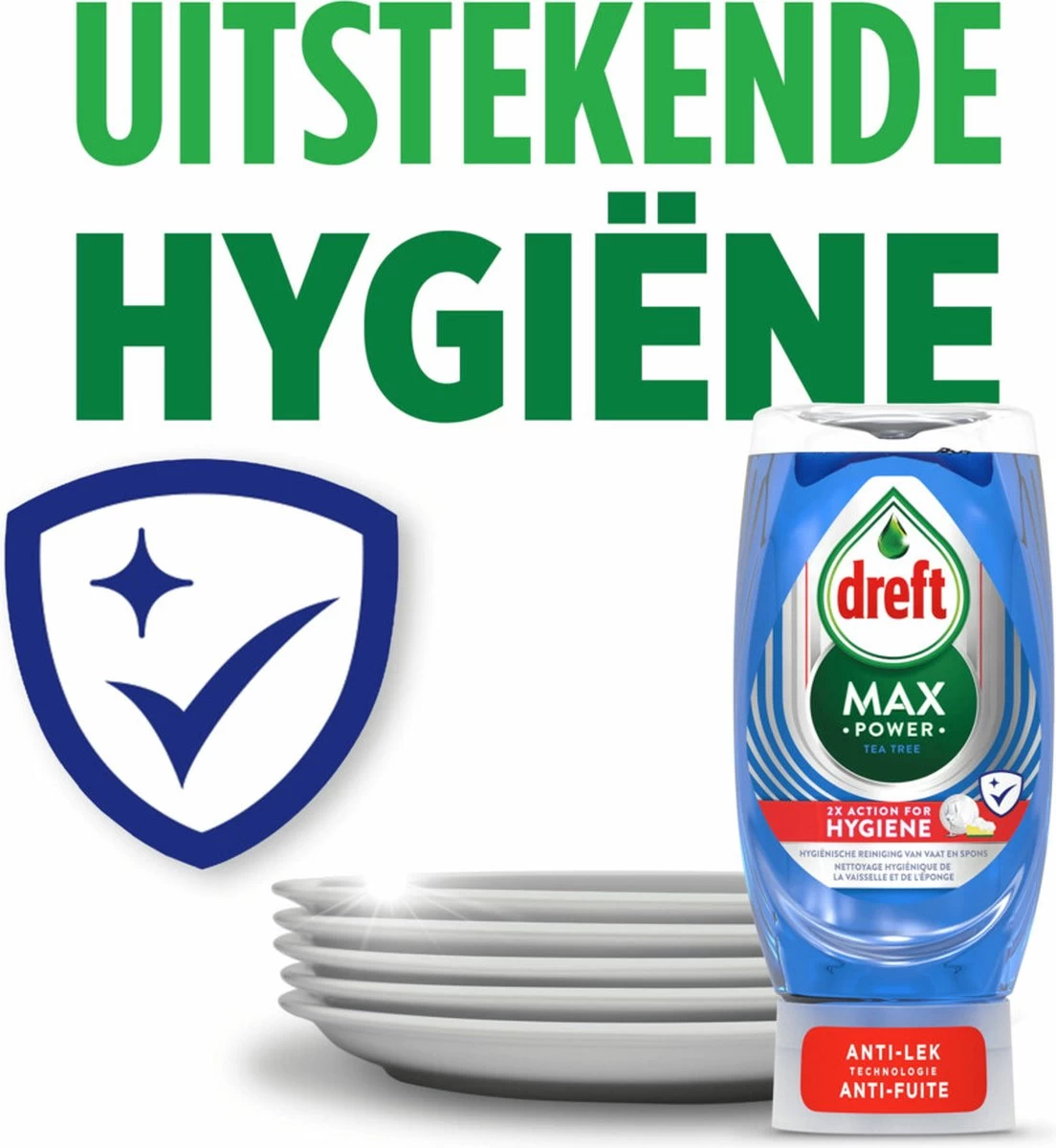 8x Dreft Max Power Afwasmiddel Extra Hygiëne 370 Ml - Afbeelding 3