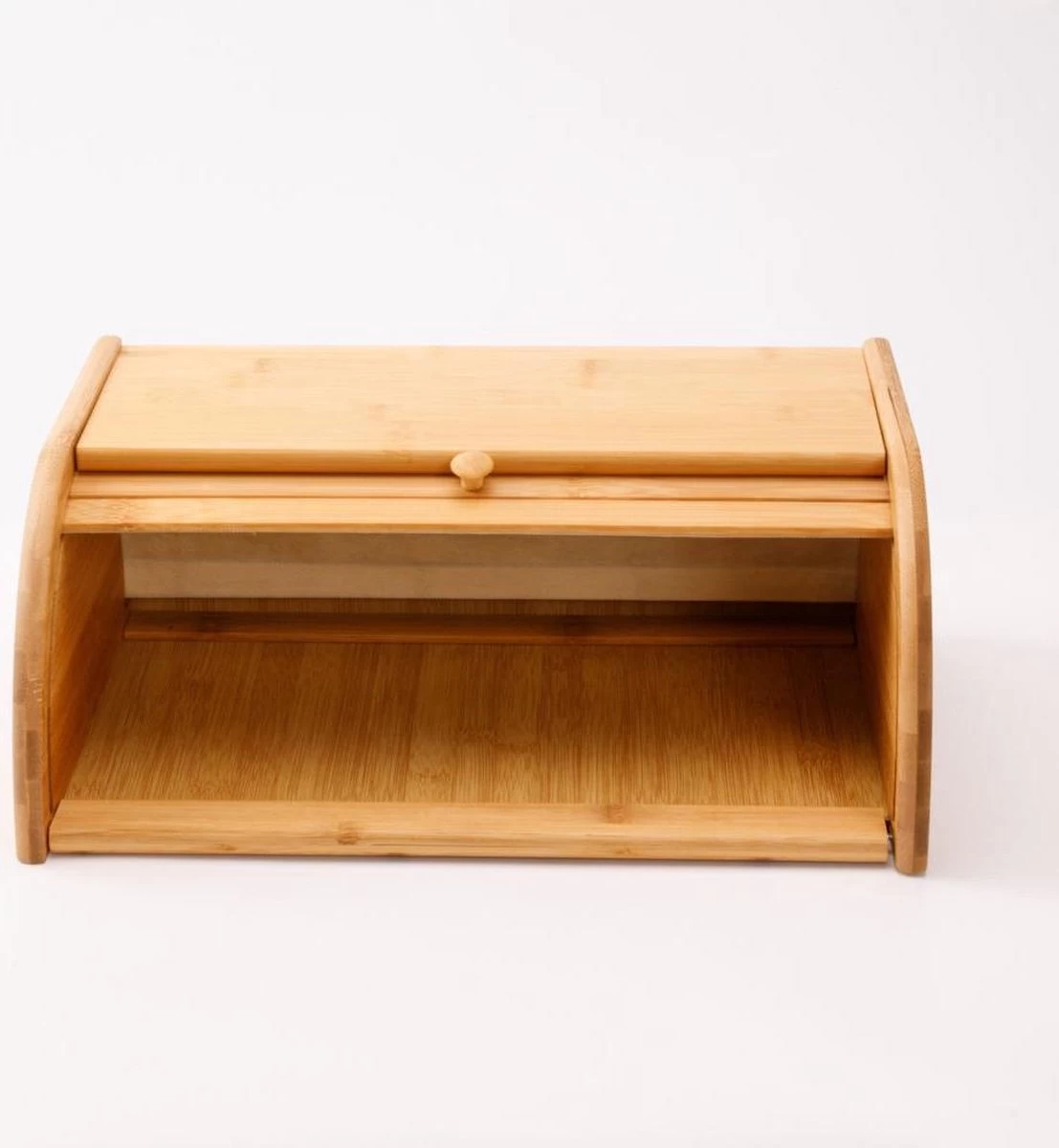 Merkloos Decopatent® Broodtrommel Met Rolluik - Bamboe Houten Brooddoos Met Schuifdeksel - Broodtrommel - Brood Bewaren En Vers Houden - Afbeelding 2