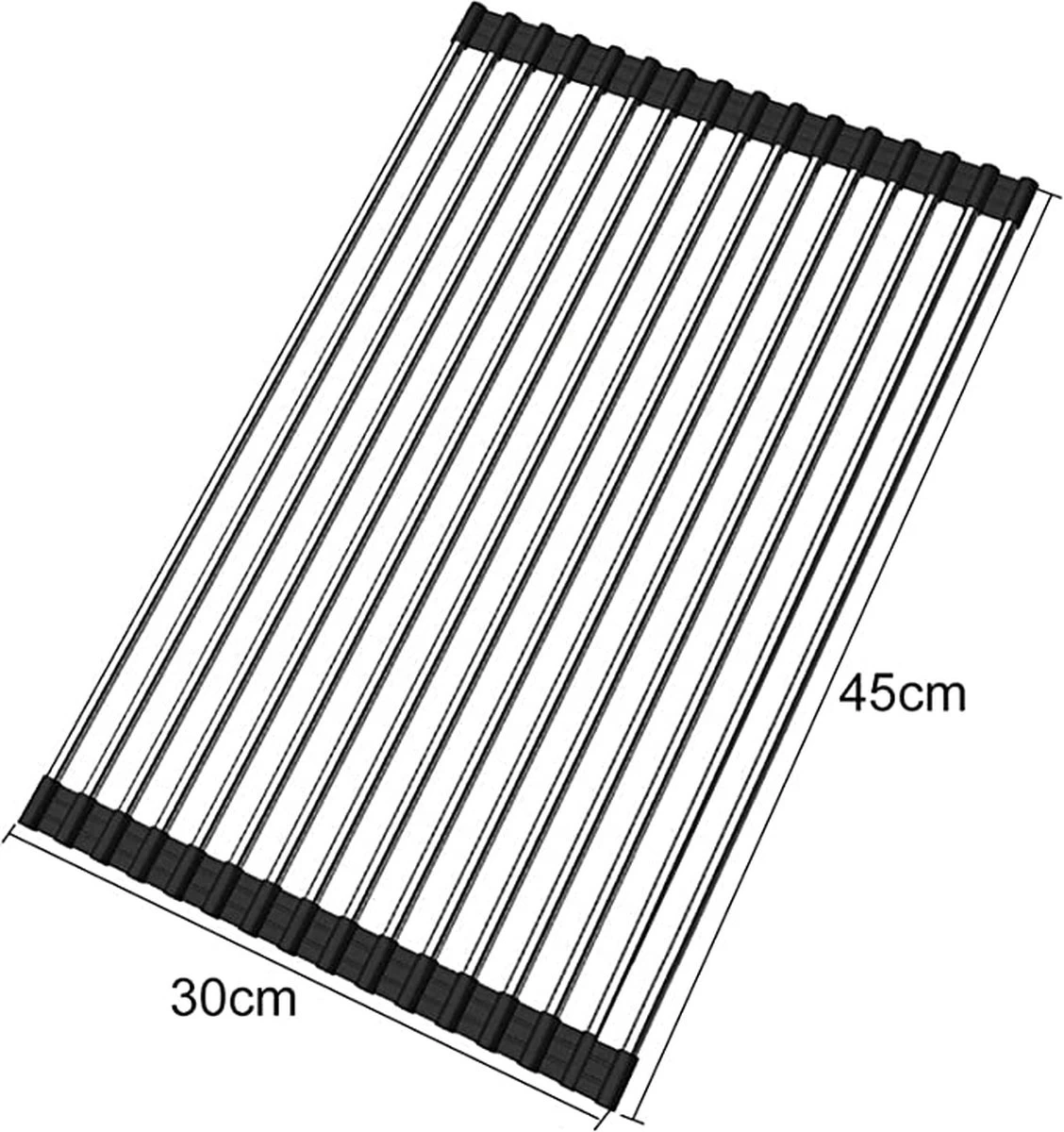 IBright Oprolbare Afdruiprek - Pannen Rooster Hittebestendig - Afdruiprooster - Pannenonderzetter - RVS Zwart - Afbeelding 2