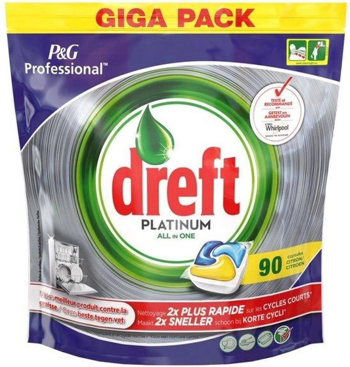 Dreft Platinum - All In One Lemon - 3 X 90 (270) Stuks - Vaatwastabletten - Voordeelverpakking - Afbeelding 3