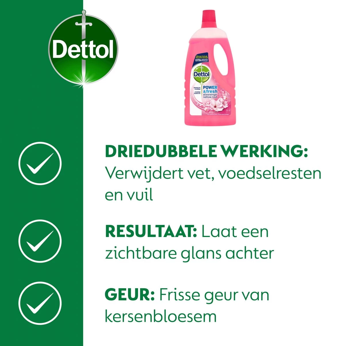 Dettol - Power & Fresh - Allesreiniger - Kersenbloesem - 8 X 1 Liter - Afbeelding 5
