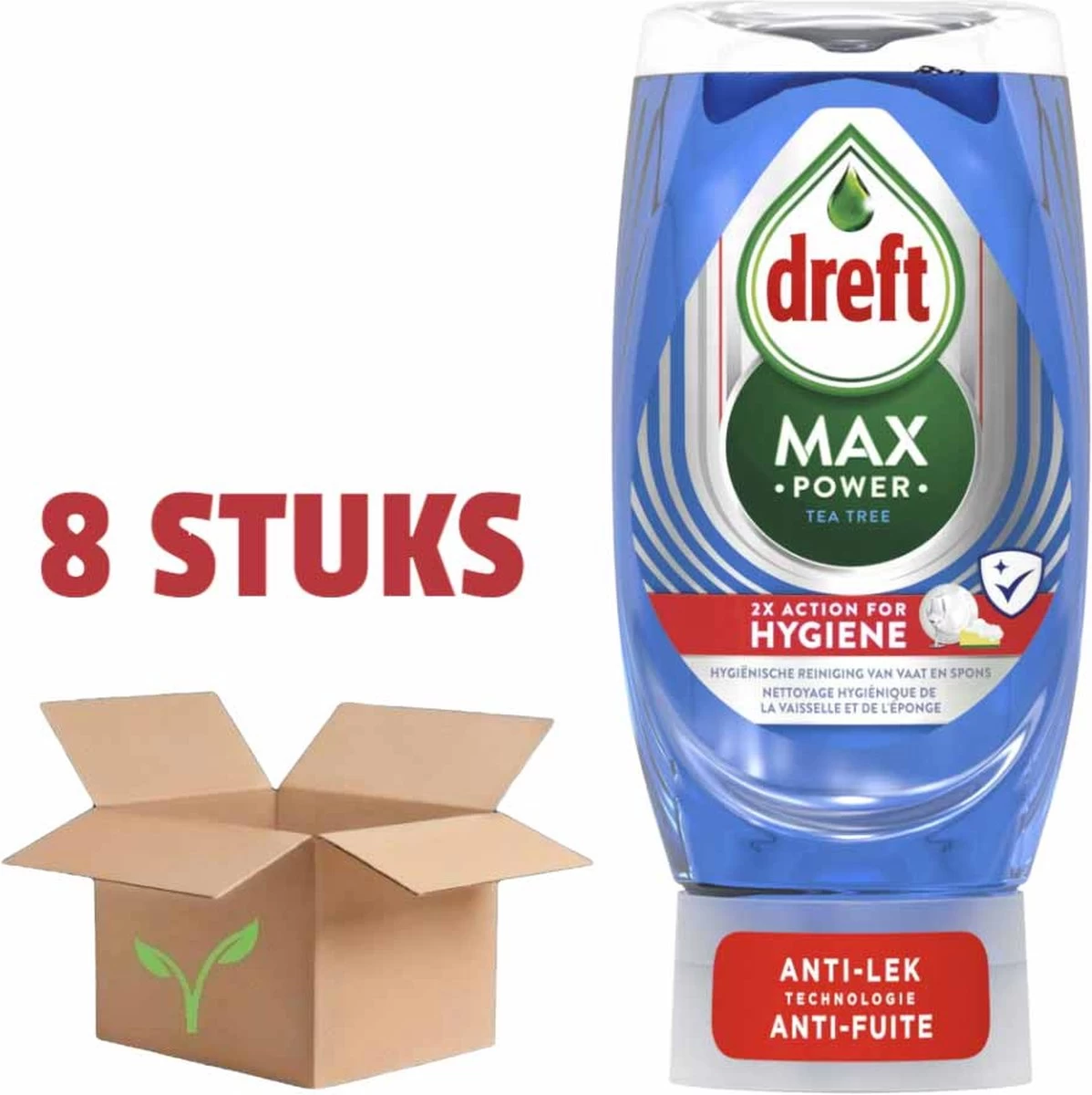 8x Dreft Max Power Afwasmiddel Extra Hygiëne 370 Ml
