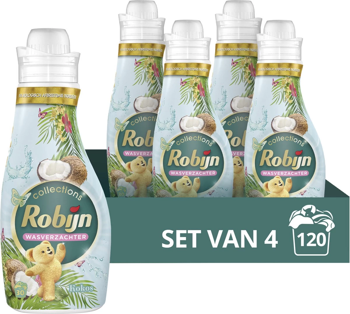 Robijn Collections Kokos Wasverzachter - 4 X 30 Wasbeurten - Voordeelverpakking