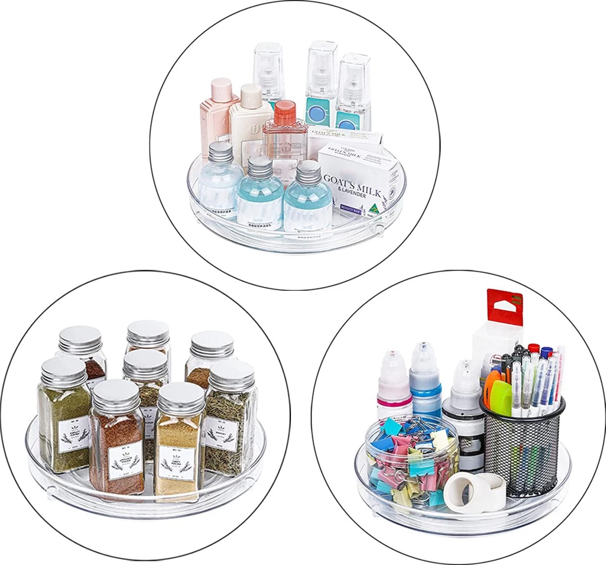 Merkloos Kruidenrek Draaibaar - Transparant - Diameter 23,5 Cm - Multifunctioneel Draaiplateau - Afbeelding 3