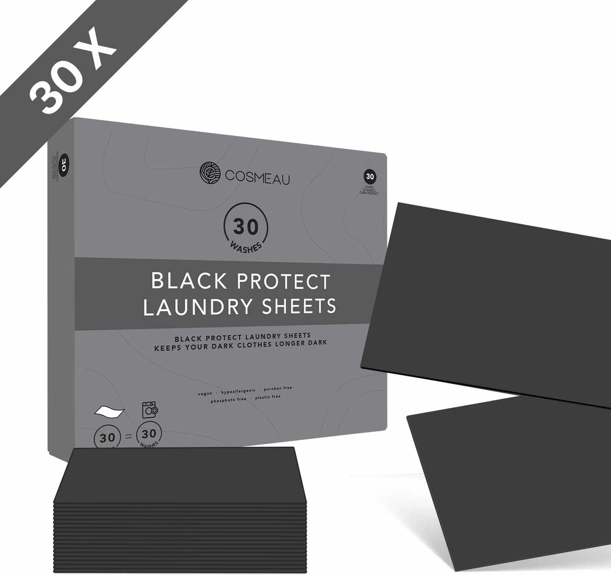 Cosmeau Zwart Donkere Was Color Protect Wasstrips 30 Wasbeurten Wasvellen Sheets Eco Laundry Strips