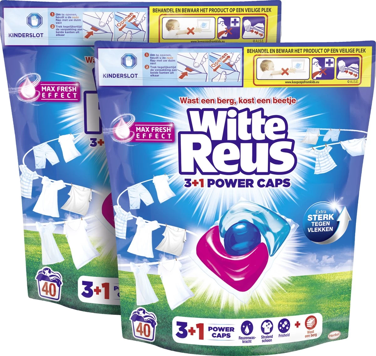 Witte Reus Power Caps Wascapsules - Wasmiddel Capsules - Voordeelverpakking - 2x40 Wasbeurten - Afbeelding 3