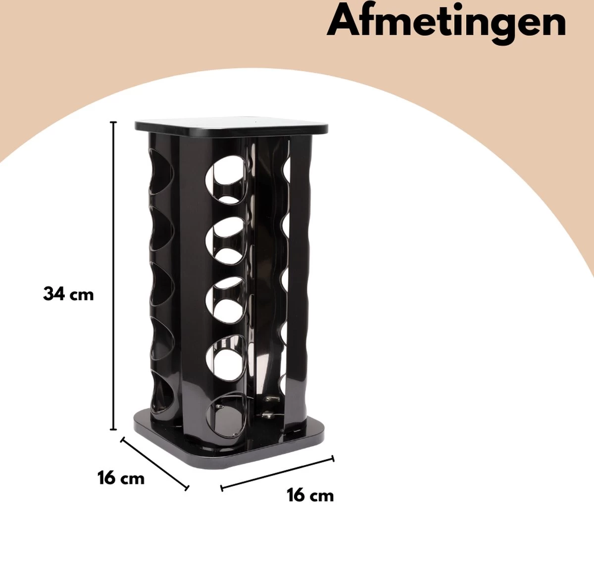 Pazzo Goods - Kruidenrek Staand - Kruidenrek Met Potjes - Zwart - RVS - Kruidenrek Draaibaar - 20 Kruidenpotjes - Inclusief Stickers & Stift - Kruiden Carrousel - Afbeelding 4
