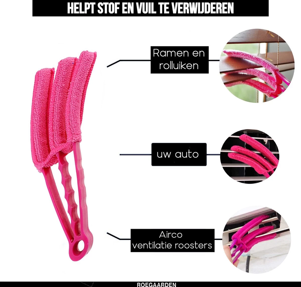 Jaloezie Reiniger - Lamellen Reiniger - Plumeau - Roze - Inclusief Voegenreiniger - Afbeelding 3