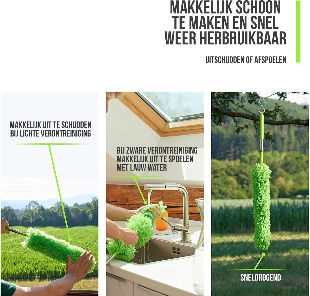 Strex Telescopische Plumeau Met Telescoopsteel - 60 Tot 140 Cm - Uitschuifbaar - Wasbaar - Flexibel 360° Draaibaar - Microvezel Ragebol - Afbeelding 5