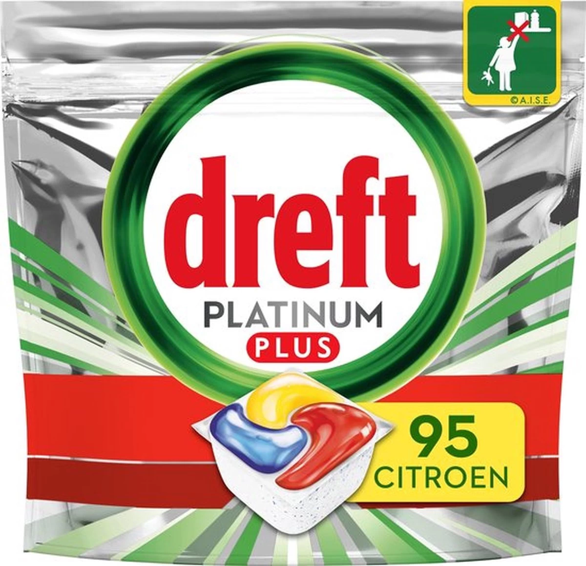 Dreft Platinum Plus All In One Lemon - 95 Stuks - Voordeelverpakking - Vaatwastabletten