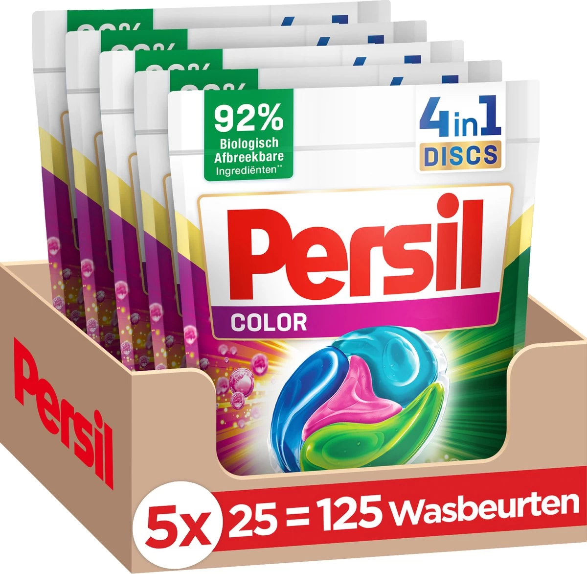 Persil® Persil 4in1 Discs Color Wascapsules - Wasmiddel Capsules - Voordeelverpakking - 5 X 25 Wasbeurten