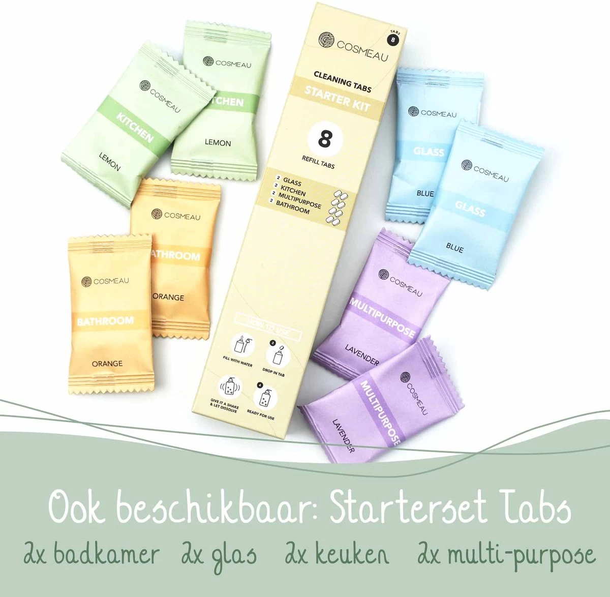 Cosmeau Schoonmaakmiddel Tabletten Cleaning Tabs Schoonmaak Tabs - Keukenreiniger - Badkamerreiniger Sanitair- Glasreiniger - Afbeelding 9