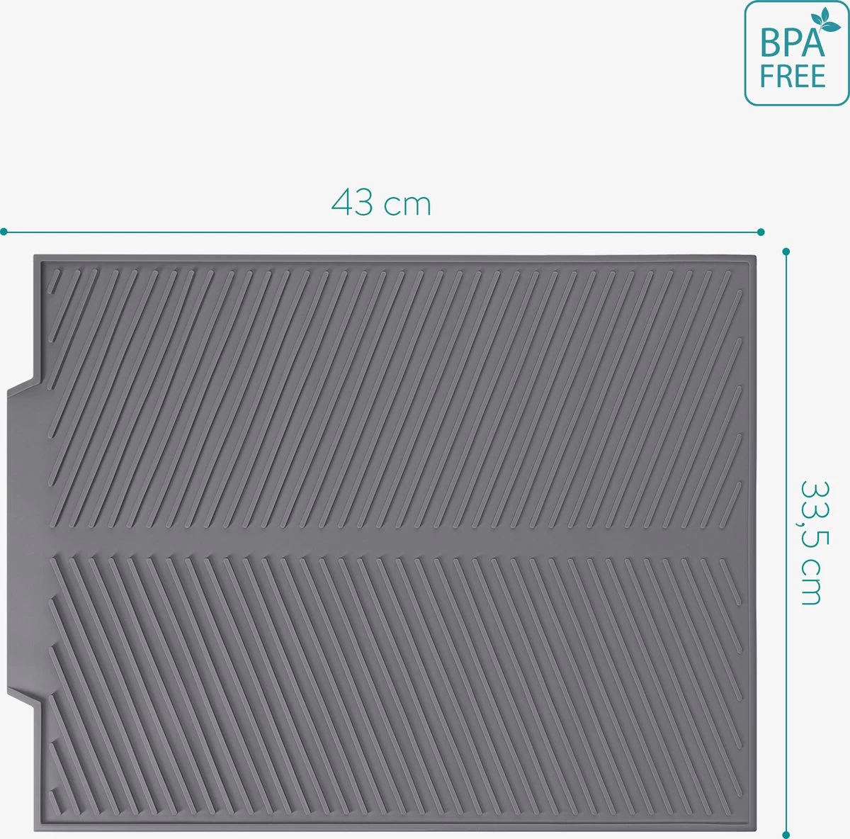 Navaris Siliconen Droogmat Met Afvoer - Aanrecht Droogmat Voor Afwas, Borden, Bestek, Glazen - Grijs - Afbeelding 5