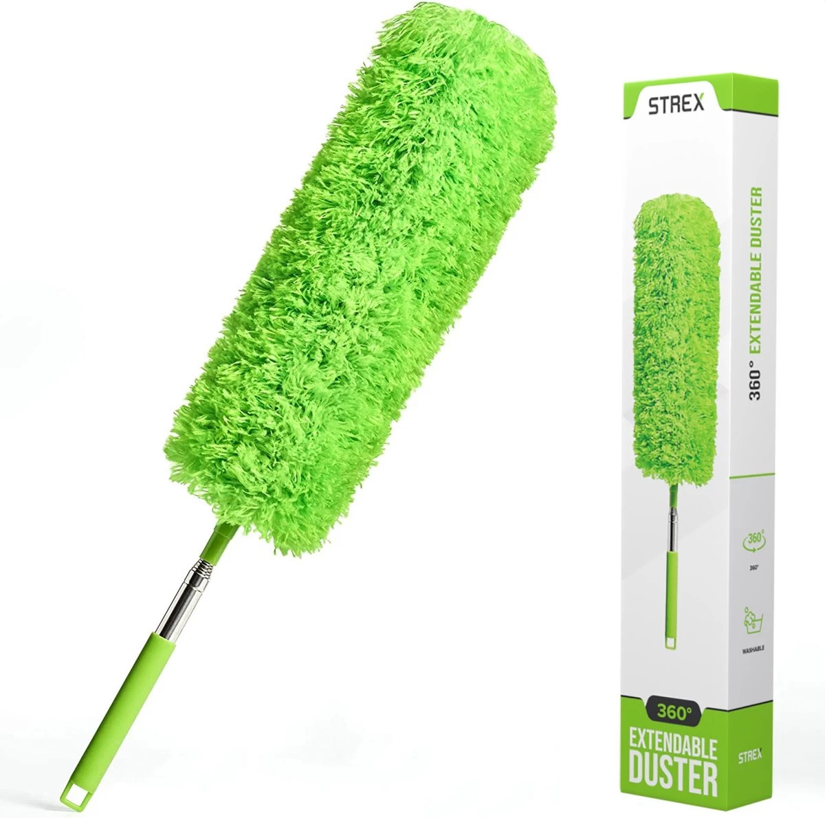 Strex Telescopische Plumeau Met Telescoopsteel - 60 Tot 140 Cm - Uitschuifbaar - Wasbaar - Flexibel 360° Draaibaar - Microvezel Ragebol