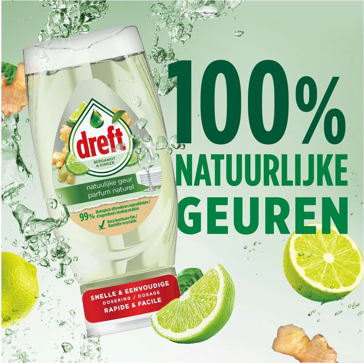 Dreft Natuurlijke Geur - Afwasmiddel - Bergamot & Gember - Ondersteboven Fles - Voordeelverpakking 8 X 370 Ml - Afbeelding 10