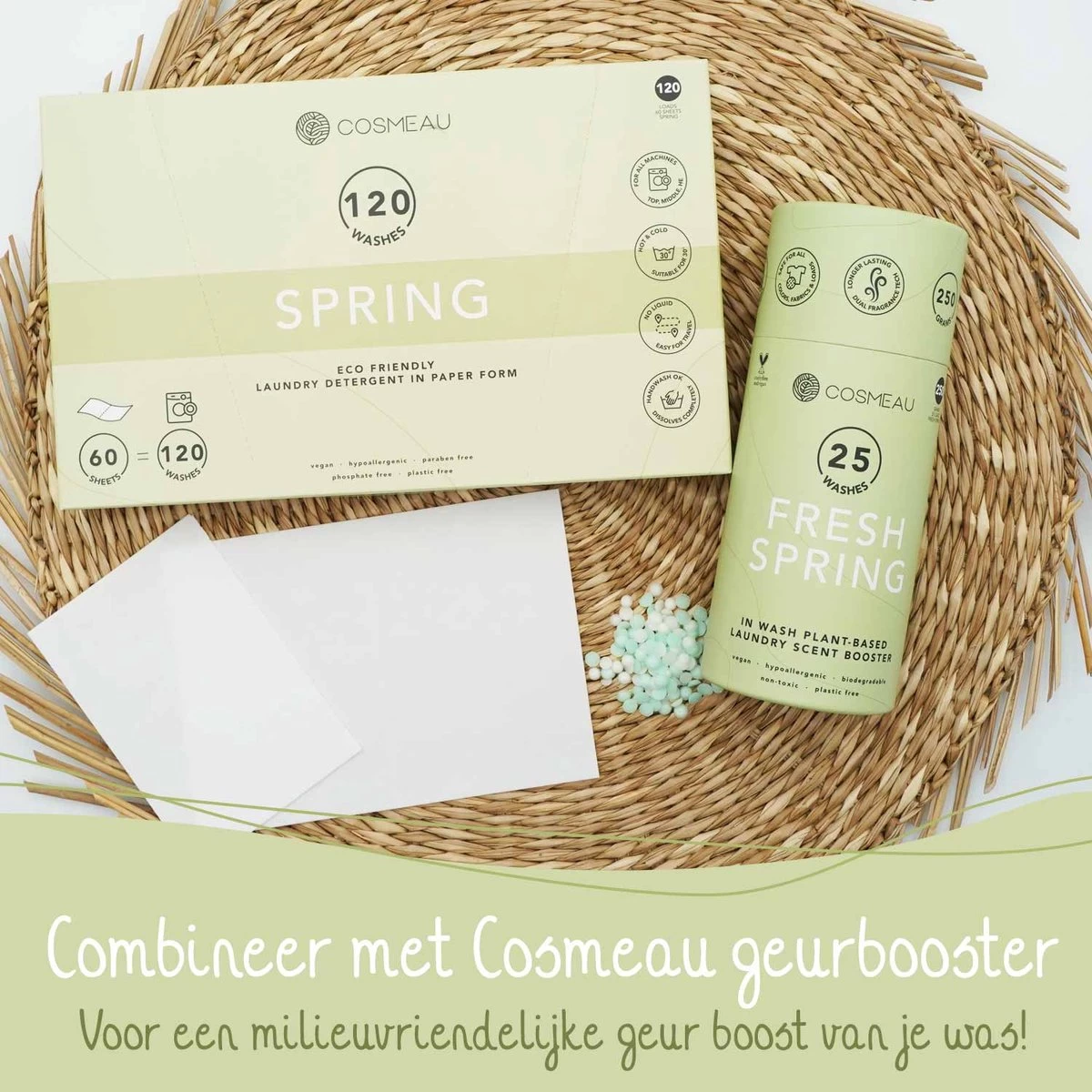 Cosmeau Wasmiddel Wasstrips 120 Wasbeurten Zeebries Wasvellen Wasdoekjes Detergent Sheets Eco Laundry Strips - Cosmo Cosmea Kosmo - Afbeelding 10