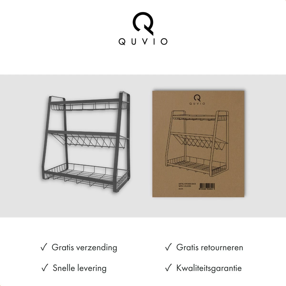 QUVIO Kruidenrek - Keukenrek Staand - Keukenrekje - Keukenrek - Aanrecht Organizer - Metaal - 19 X 35 X 38 Cm - Afbeelding 7