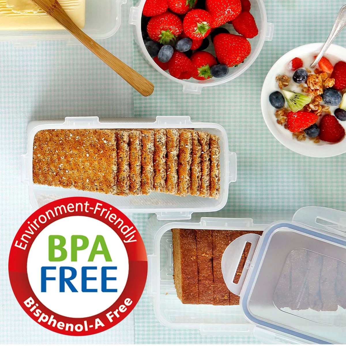 Lock&Lock Vershouddoos - Bewaardoos Met Deksel - Voor Ontbijtkoek Peperkoek En Cake - Cakedoos - 100% Luchtdicht - 3,4 Liter - Afbeelding 2