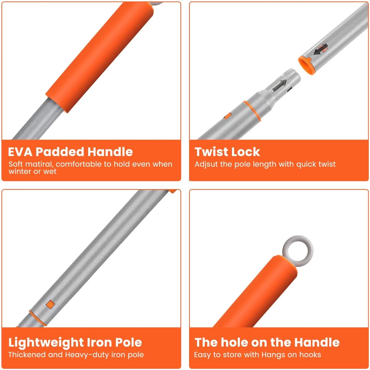 Merkloos Badkamer Reinigingsborstel - Badkamerschrobborstel - Reinigingsborstel - Met Afneembare Telescopische Handgreep En 180° Verstelbare Gezamenlijke Reinigingsborstel - Lange Steel 107 Cm - Afbeelding 7