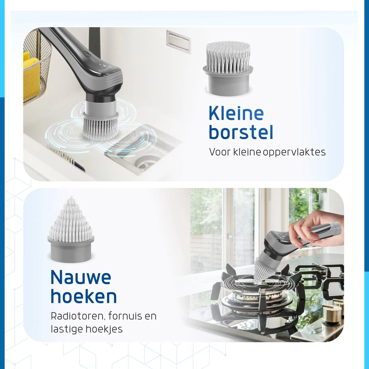 Qualitics Elektrische Schoonmaakborstel - Roterende Polijstmachine - Schrobborstel - Poetsmachine - Vloerreiniger Met 10 Opzetstukken - Afbeelding 5