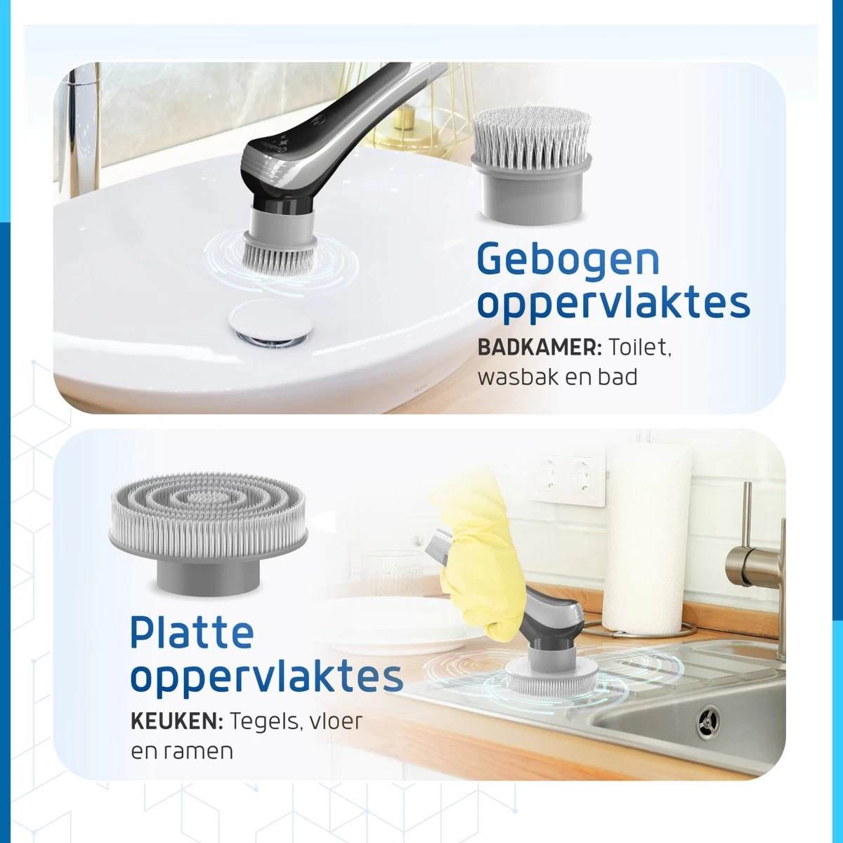 Qualitics Elektrische Schoonmaakborstel - Roterende Polijstmachine - Schrobborstel - Poetsmachine - Vloerreiniger Met 10 Opzetstukken - Afbeelding 9