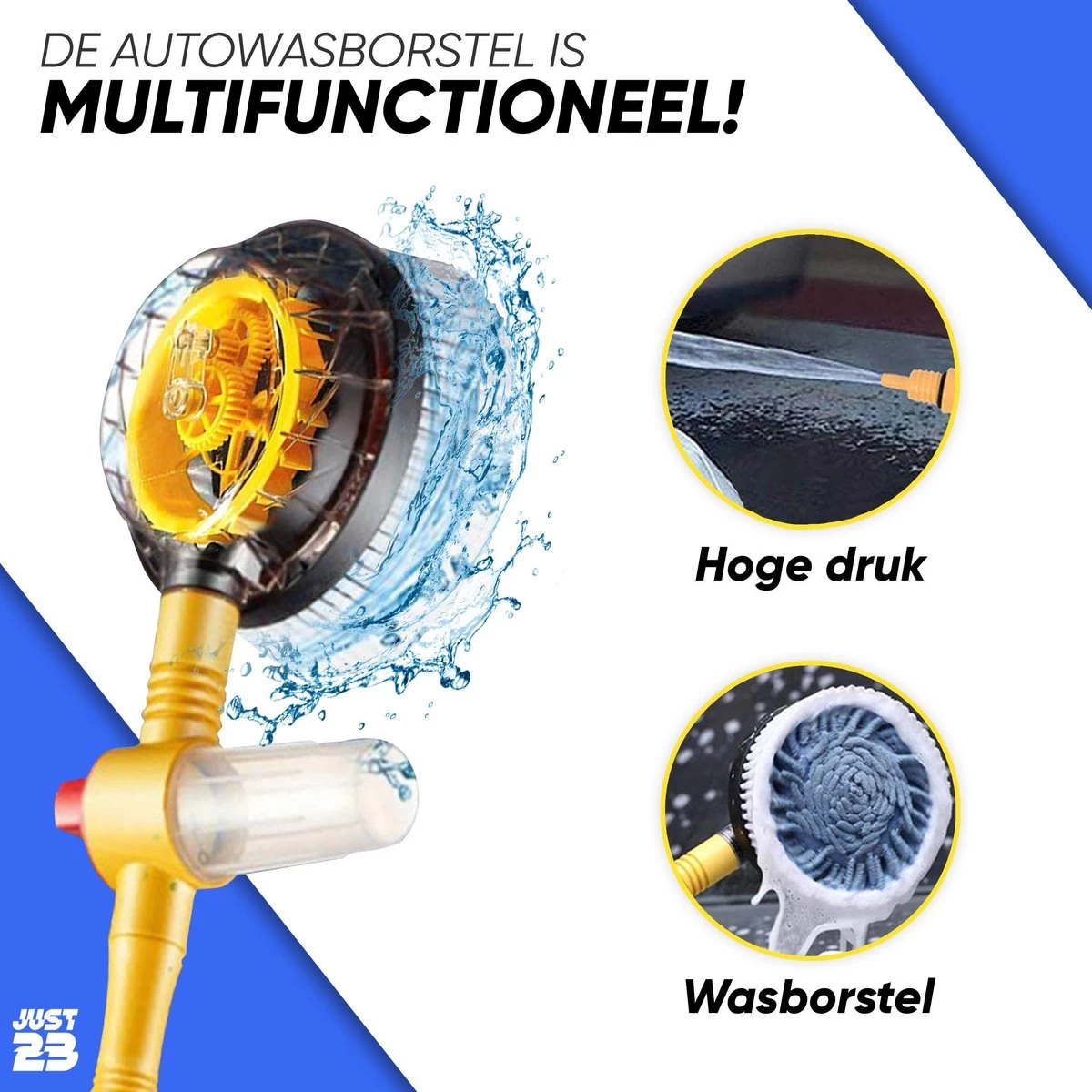 JUST23 Telescopische Autowasborstel – Schrobber Met Steel – Velgenborstel - Autowasset Met Zeep - Roterende Schoonmaakborstel - Multifunctionele Wasborstel - Afbeelding 3