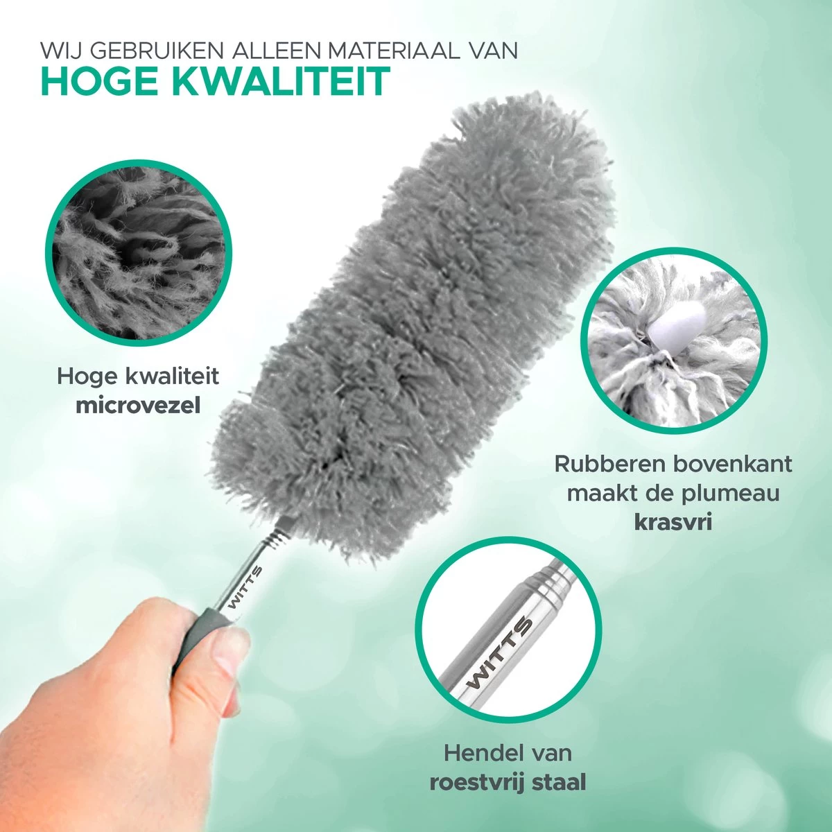WITTS Telescopische Plumeau - Ragebol – Uitschuifbaar - Grijs - Afbeelding 4