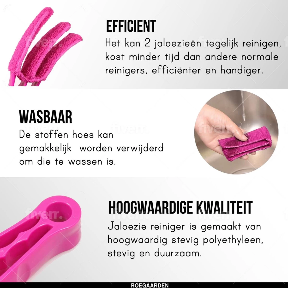 Jaloezie Reiniger - Lamellen Reiniger - Plumeau - Roze - Inclusief Voegenreiniger - Afbeelding 2
