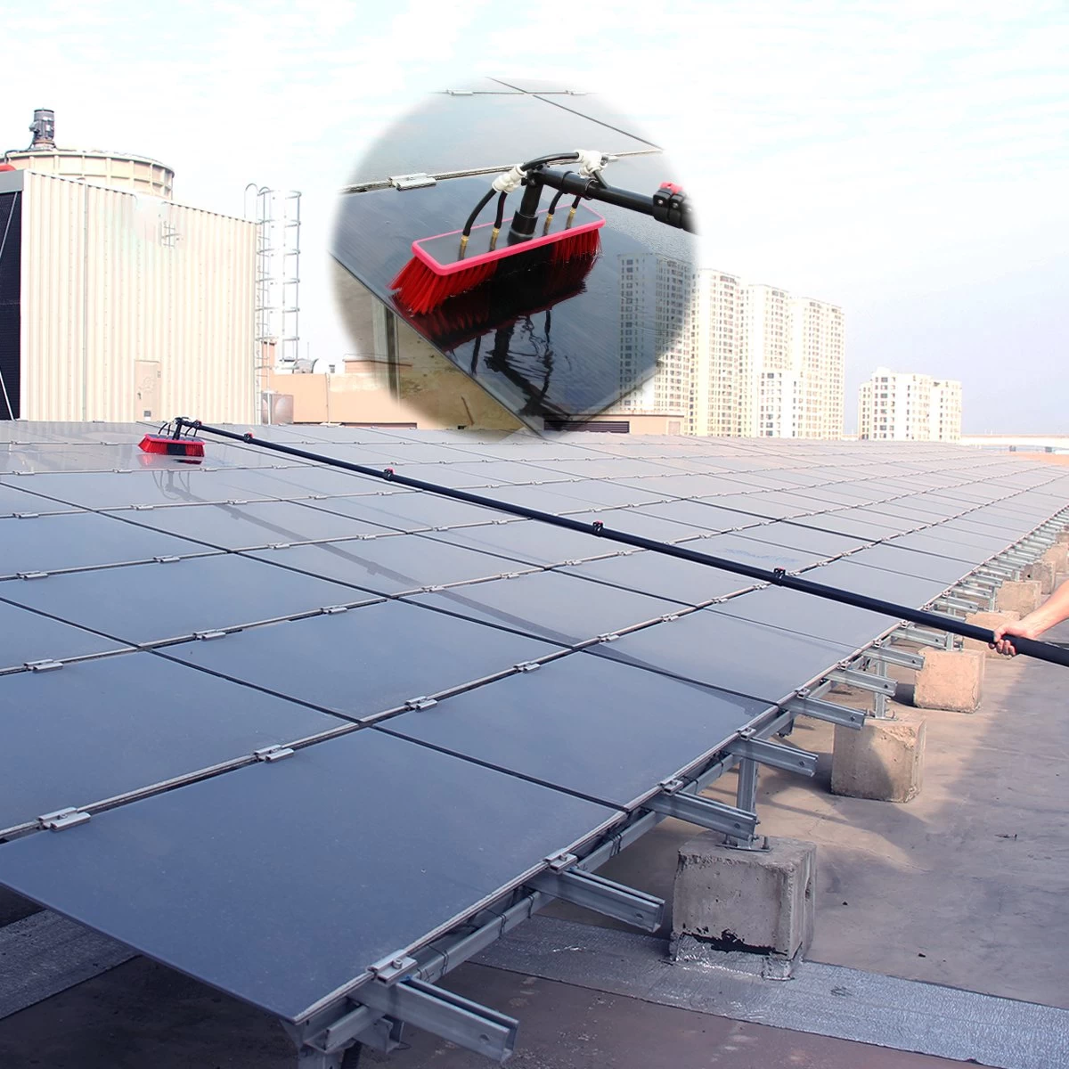 Kibani Telescoop Borstel 9m - Telescoopsteel Ramenwassen - Telescoopsteel Met Borstel - Telescoopsteel - Telescoopsteel Met Waterdoorvoer - Ramenwassen - Raamwisser Met Telescoopsteel - Raamwisser - Telescoopstelen - Afbeelding 3