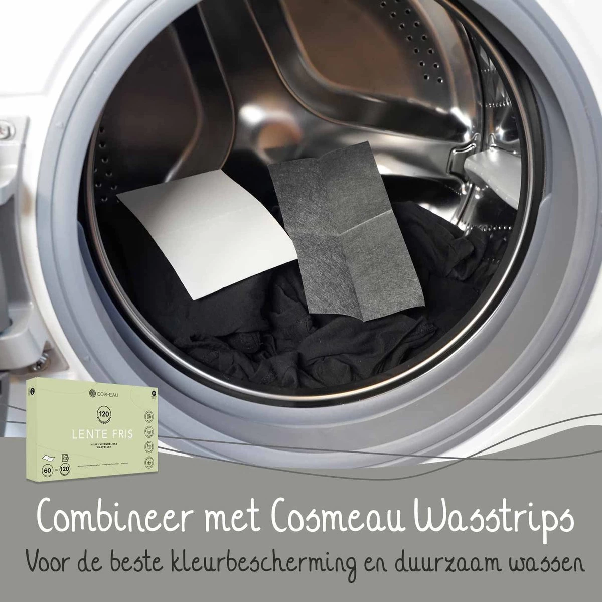 Cosmeau Zwart Donkere Was Color Protect Wasstrips 30 Wasbeurten Wasvellen Sheets Eco Laundry Strips - Afbeelding 3