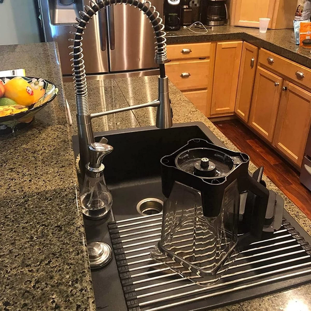 IBright Oprolbare Afdruiprek - Pannen Rooster Hittebestendig - Afdruiprooster - Pannenonderzetter - RVS Zwart - Afbeelding 4