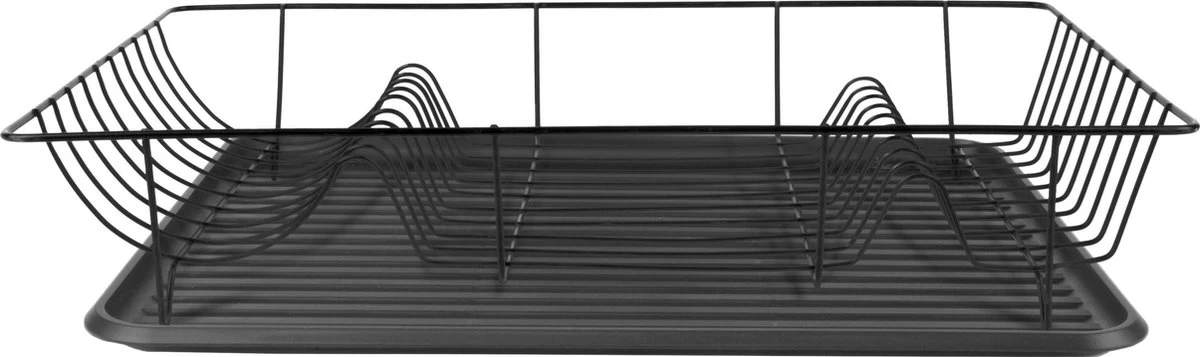 Present Time Afdruiprek - Linea Zwart Met Mat Zwarte Tray - 49x32x9,5cm