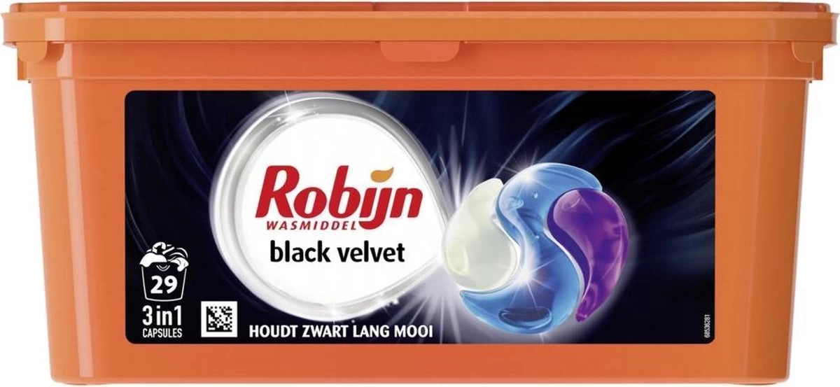 Robijn Black Velvet 3 In 1 Wascapsules Speciaal Voor De Zwarte Was - 29 Wasbeurten