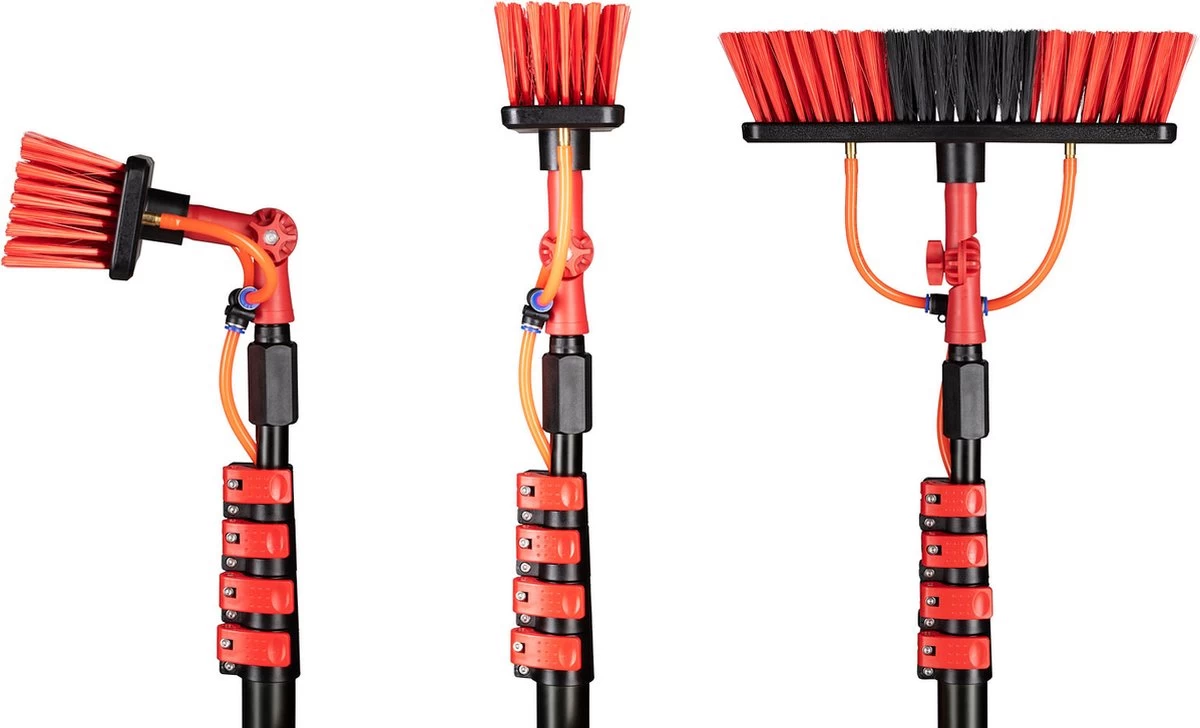 Umuzi Cleaning Telescopische Waterborstel - Uitschuifbare Schrobborstel Voor Ramen, Gevel En Huis - 1,3 Tot 4,6 Meter - Reiniger Met 4 Uitschuifbare Delen - Zeepdispenser Met Doseerknop - Afbeelding 3