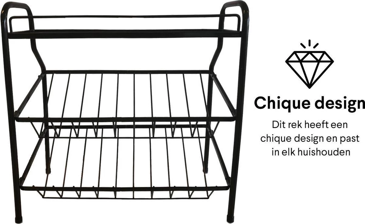 Zindoo Kruidenrek Zwart 3-laags Staand - Specerijen Rek - Kruiden Rek - Duurzaam RVS - Anti Slip Onderzijde - Specerijenstandaard – Keukenorganizer - Spice Rack - Kitchen Rack - Spice Organizer Keukenaccessoire - ZIN-SR05 - Afbeelding 6