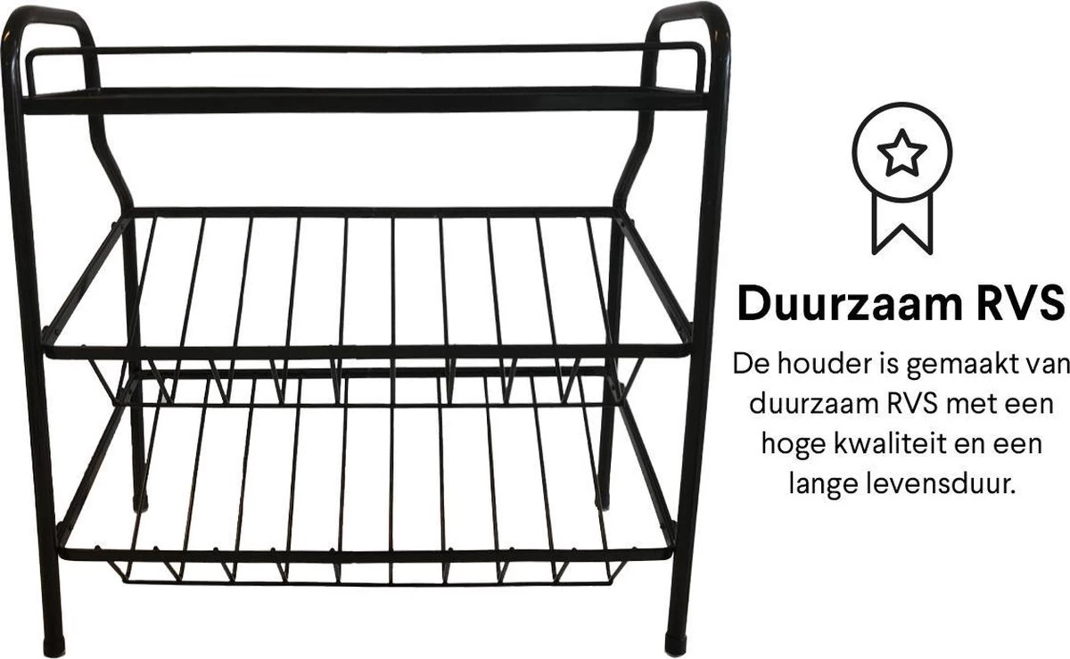 Zindoo Kruidenrek Zwart 3-laags Staand - Specerijen Rek - Kruiden Rek - Duurzaam RVS - Anti Slip Onderzijde - Specerijenstandaard – Keukenorganizer - Spice Rack - Kitchen Rack - Spice Organizer Keukenaccessoire - ZIN-SR05 - Afbeelding 2
