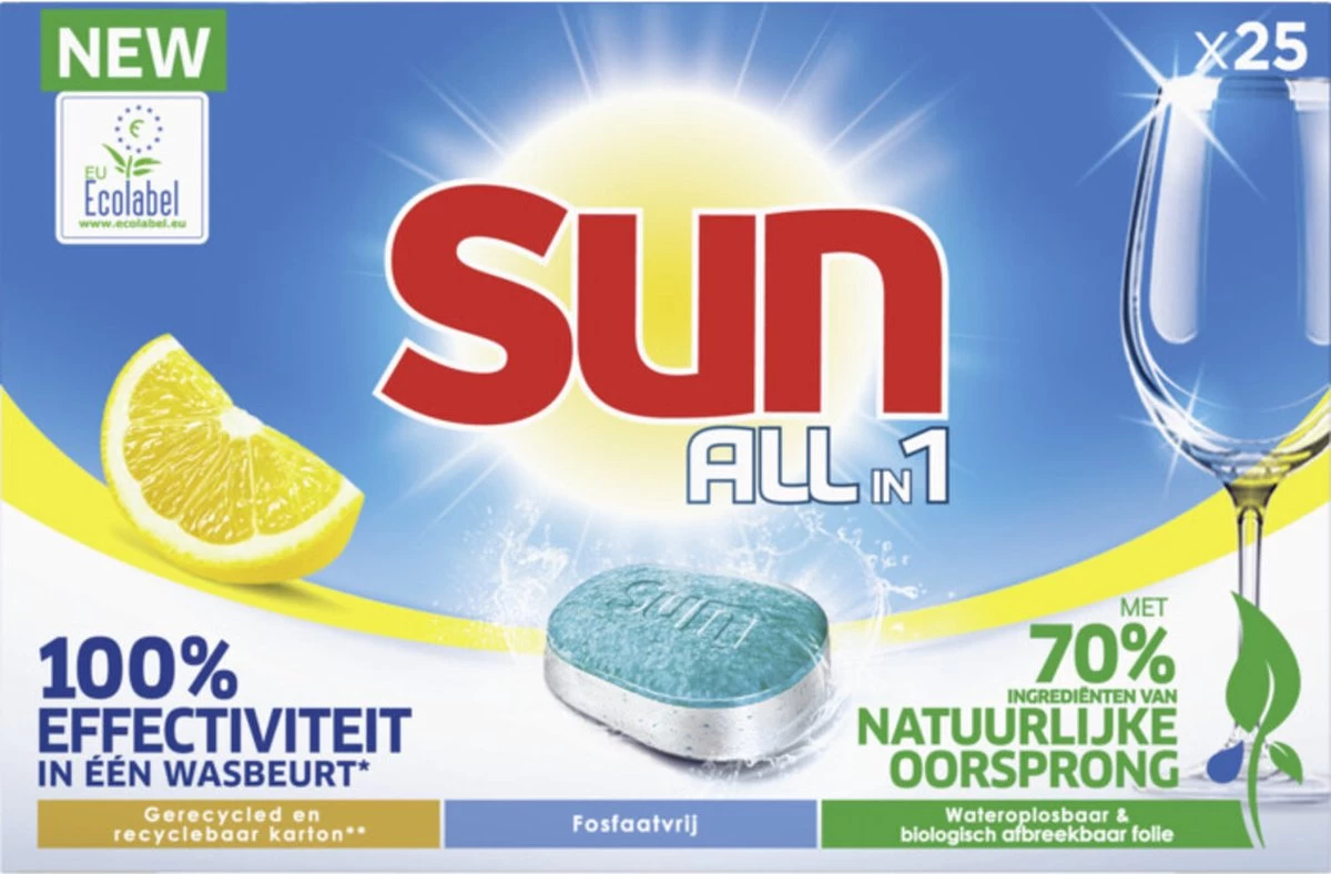 SUNĀ® Sun All-In-1 Citroen Vaatwastabletten - 7 X 24 Tabletten - Voordeelverpakking