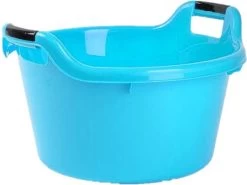 Groot Kunststof Teiltje/afwasbak Rond Met Handvatten 17 Liter Blauw - Afmetingen 45 X 42 X 27 Cm - Huishouden