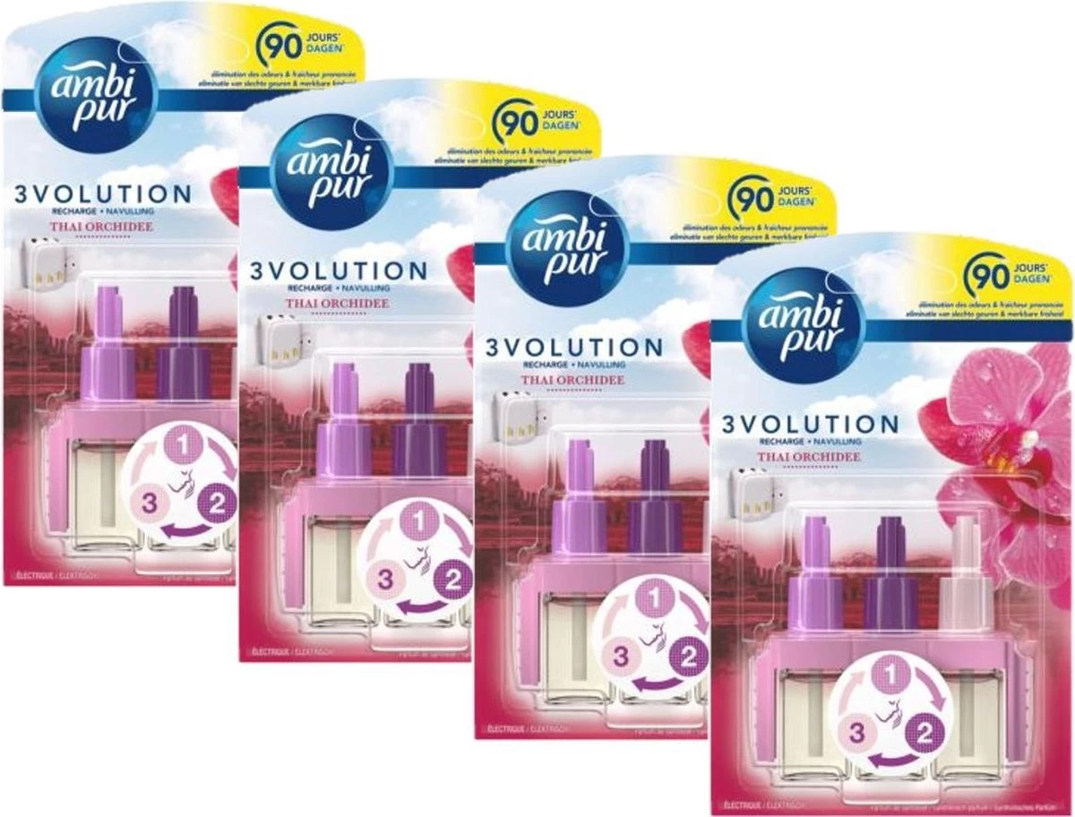Ambi Pur Luchtverfrisser Navulling 3Volution Thai Orchidee 4 X 20 Ml