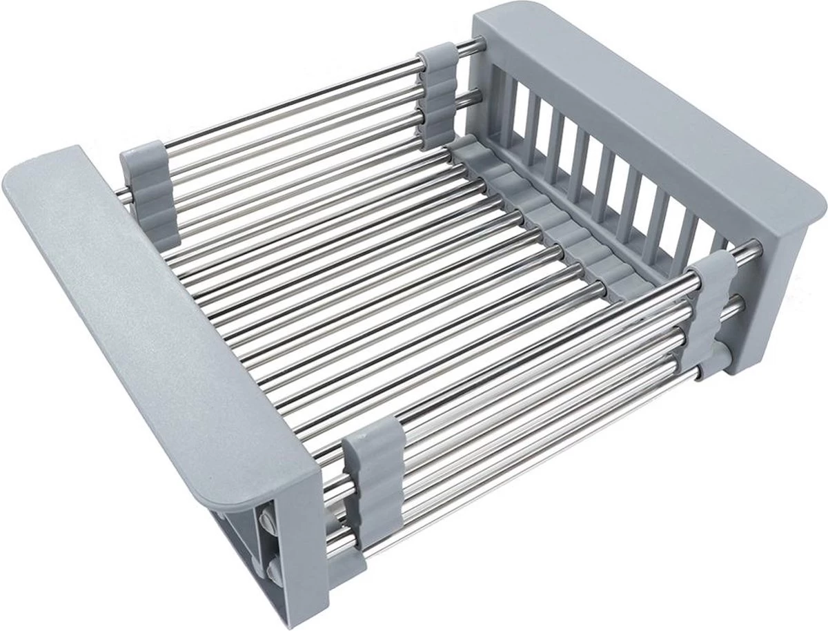 IBright Verstelbare Keukenrek - Gootsteen Mand - Afdruiprek – Vergiet – Verstelbaar In Lengte - Uitschuifbaar - RVS Grijs - Afbeelding 7