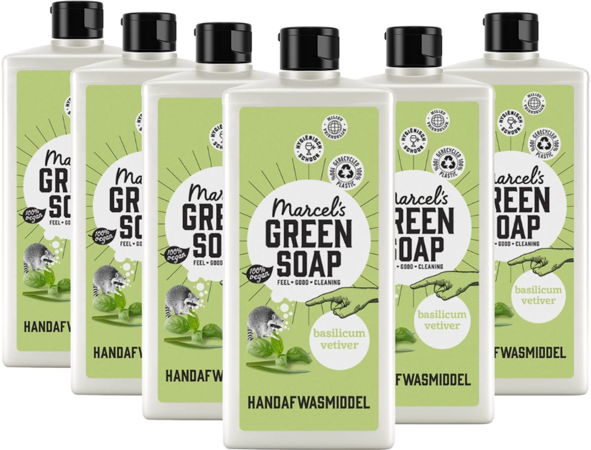 Marcel's Green Soap Afwasmiddel Basilicum & Vertivert Gras - 6 X 500 Ml
