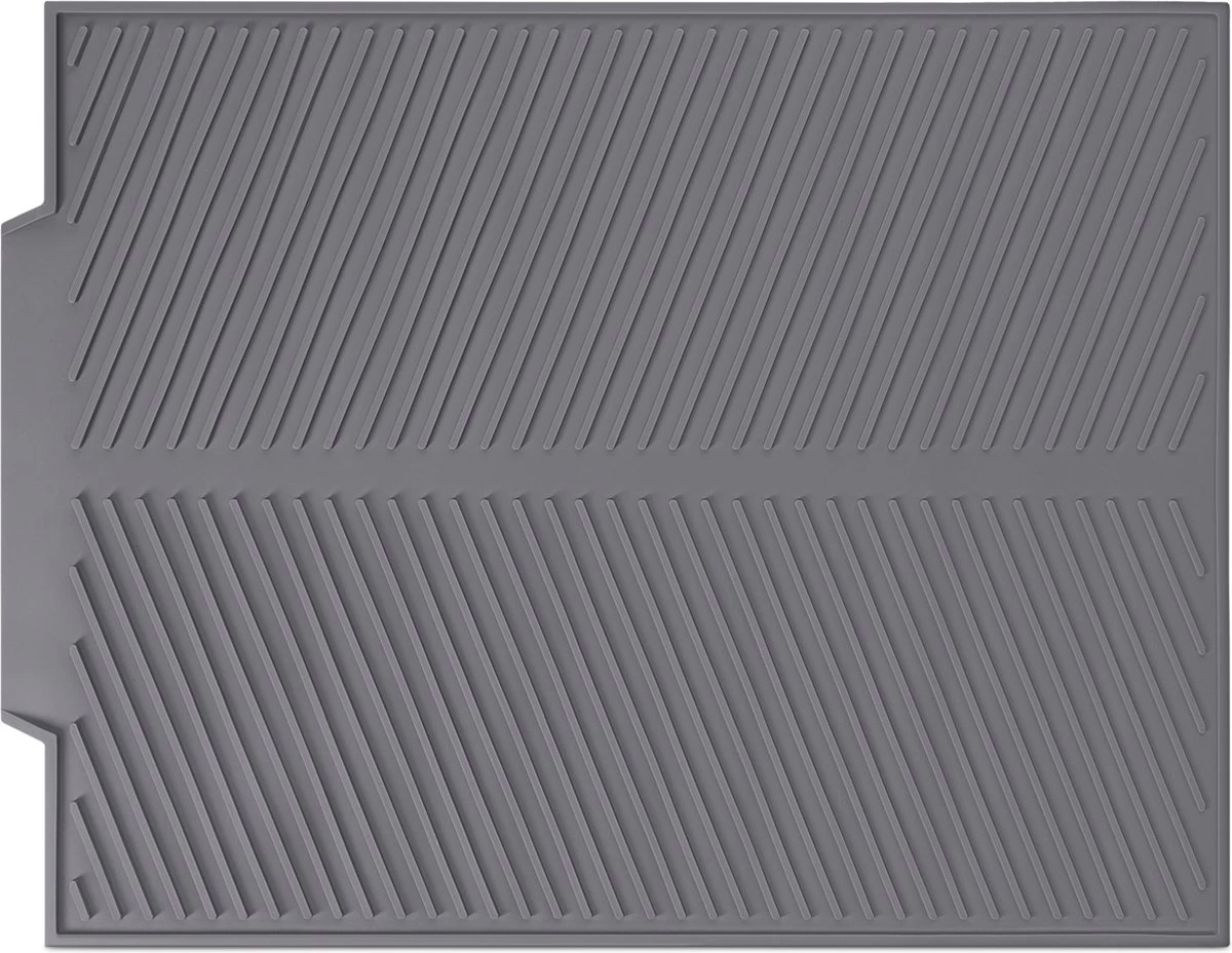 Navaris Siliconen Droogmat Met Afvoer - Aanrecht Droogmat Voor Afwas, Borden, Bestek, Glazen - Grijs - Afbeelding 3