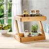 Merkloos Decopatent® 2 Laags Keuken Opbergrek - Staand Rek 2 Etages - Keukenrek - Bamboe Hout - Etagere Rek - Kruidenrek - Keuken Organizer