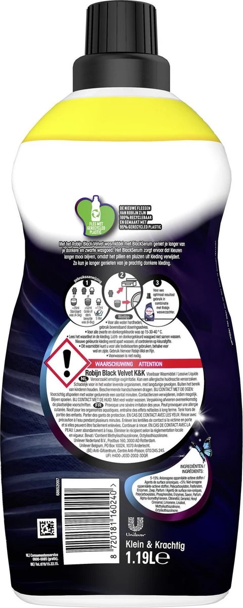Robijn Klein & Krachtig Classics Black Velvet Vloeibaar Wasmiddel - 2 X 34 Wasbeurten - Voordeelverpakking - Afbeelding 3