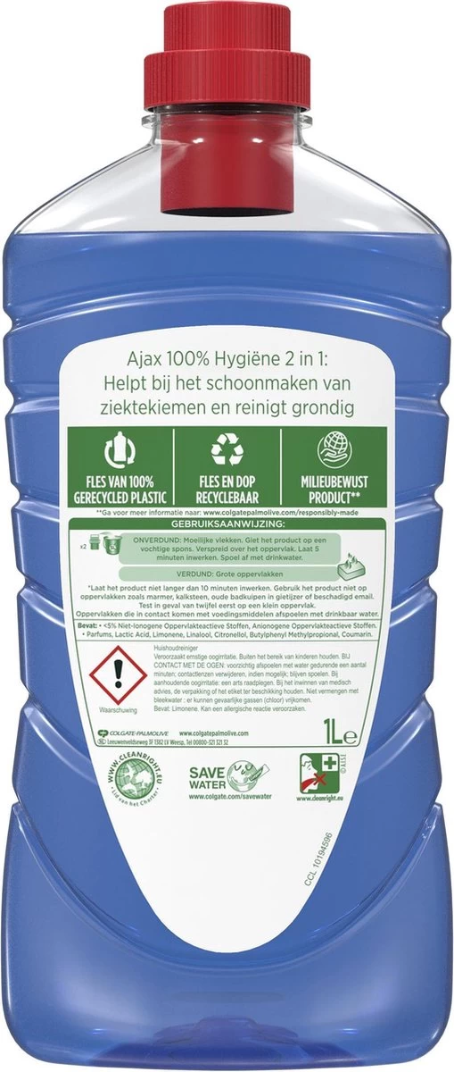Ajax® Ajax Allesreiniger 100% Hygiene 6 X 1L - Voordeelverpakking - Afbeelding 2