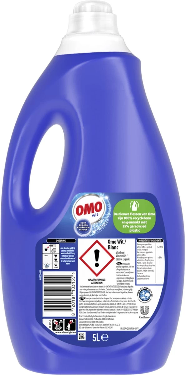 Omo Vloeibaar Wasmiddel Wit - 100 Wasbeurten - Grootverpakking - Afbeelding 2