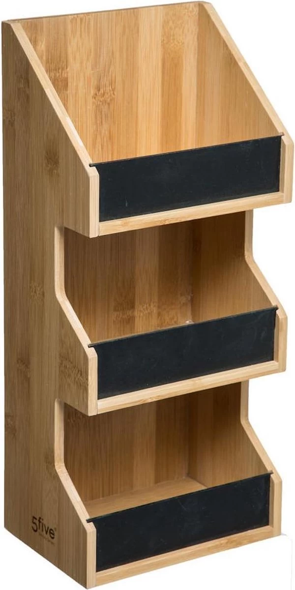 Merkloos Decopatent® 3 Laags Keuken Opbergrek - Staand Rek 3 Etages - Keukenrek - Bamboe Hout - Etagere Rek - Kruidenrek - Keuken Organizer - Afbeelding 2