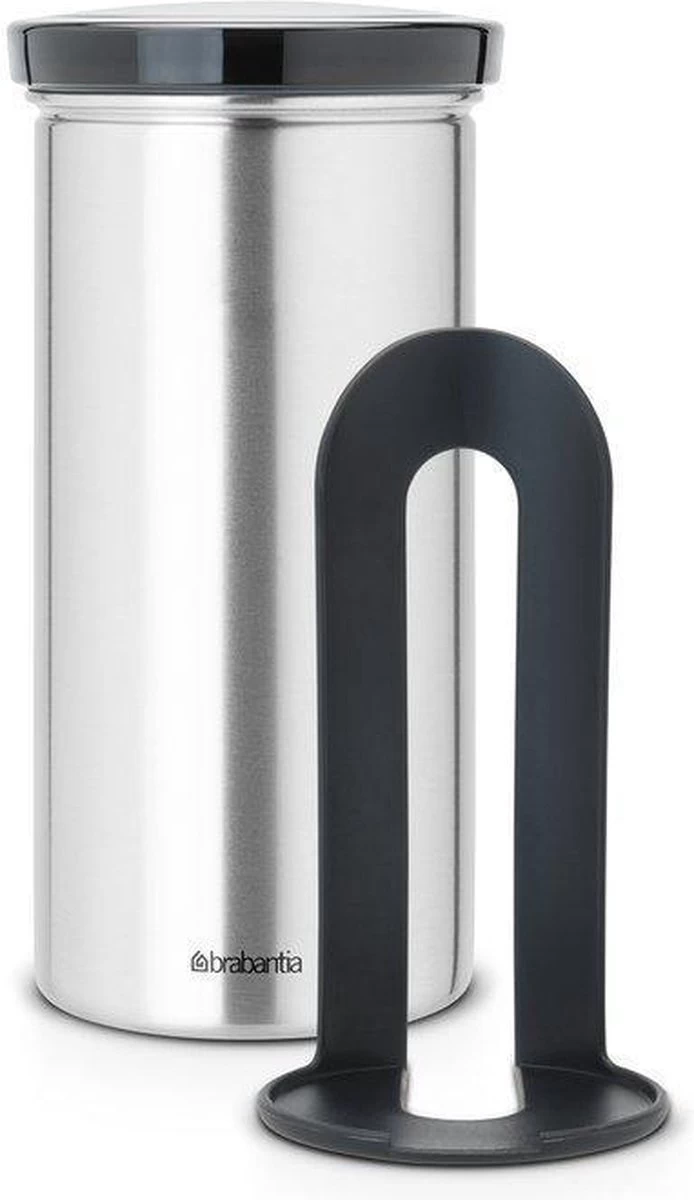 Brabantia Voorraadbus Voor 18 Koffie- En Theepads - Matt Steel Fingerprint Proof / Grijze Deksel - Afbeelding 2