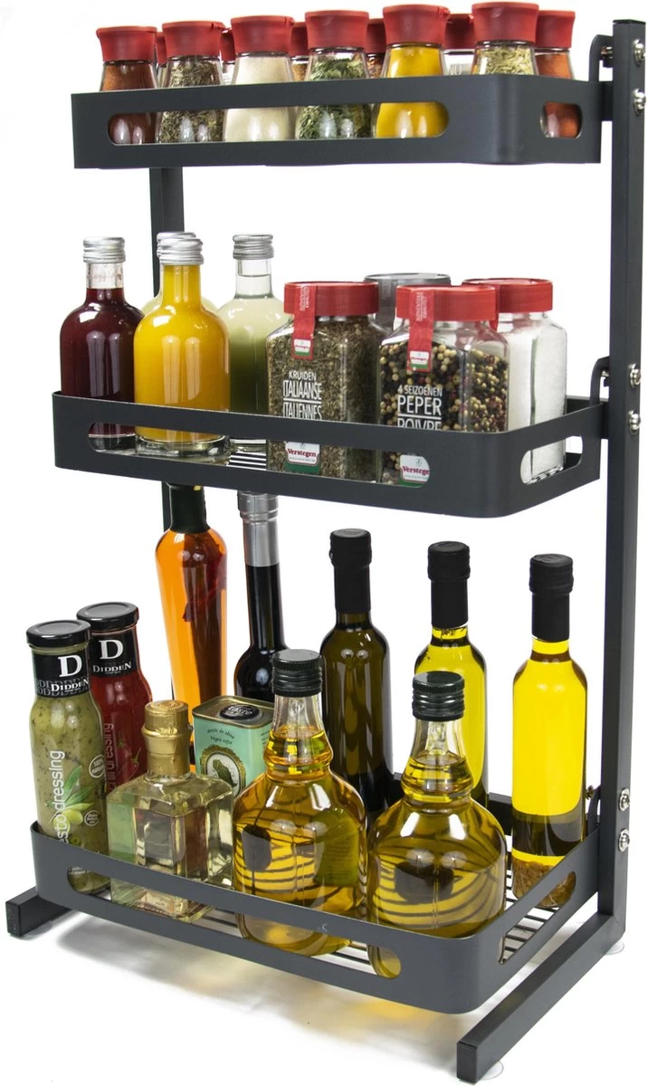 Chefs Cuisine Kruidenrek - Kruidenrek Staand - Keukenrek -aanrecht Organizer - Bureau Organizer - Keuken Organizers - Roestvrij Staal - Afbeelding 3